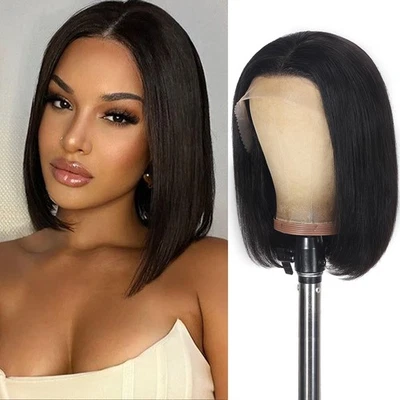 Straight Bob Wig Human Cabello 13x4 HD Lace Front Wigs for Black Mujeres 180 - Image 1 of 4