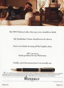 1989 Waterman Pens: Chateau Lafite Vintage Print Ad - Picture 1 of 1