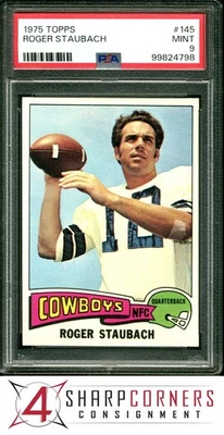 1975 TOPPS #145 ROGER STAUBACH COWBOYS HOF PSA 9 - Image 1 of 3