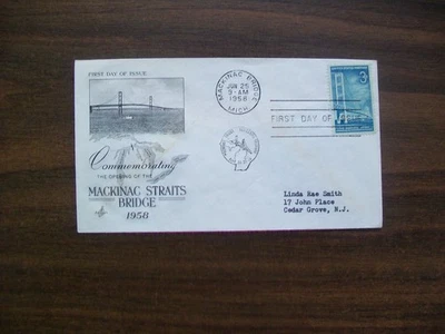 First Day Issue Envelope Opening of Mackinac Bridge June 25 1958 3¢ (92) - Image 1 of 2
