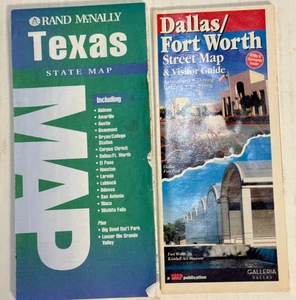 Rand McNally State of Texas Road Paper Map + Dallas, TX City Street Map vgt 1997 - Picture 1 of 11