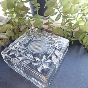 1970 Heavey Cut Glass Jewellery Box Inter Locking Lid / Base - Picture 1 of 10