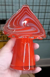 Handmade Genuine Hand Blown Red Glass Flower Bud Vase Home Office Decor  - Picture 1 of 21