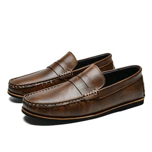 Zapatos informales sin cordones de cuero genuino para hombre mocasines zapatos de vestir de negocios - Imagen 1 de 20