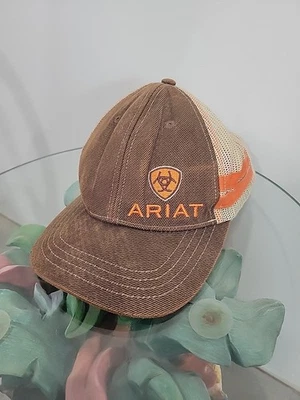 Boné de beisebol masculino Ariat laranja listras pele oleosa malha encaixe para trás 1595002 - Imagem 1 de 4