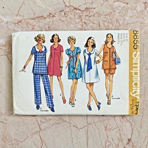 Simplicity 8855, 70s Dress/Pant/Tunic, Sz 12/34, COMPLETE Vintage Sewing Pattern - Picture 1 of 2
