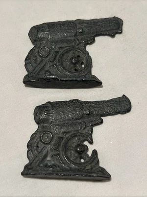 Canhões de artilharia de chumbo fundido vintage diorama de jogo de guerra sem pintura 2 peças - Imagem 1 de 4