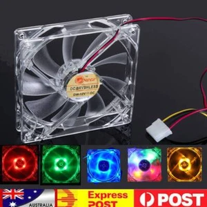 120mm PC Computer Clear Case Quad 4 LED Light CPU Cooling Fan 12cm 4-pin 12V NEW - Picture 1 of 14