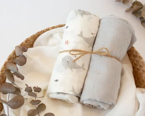 Mussole Neonato Bamboo 120x120 cm Grigio Set 2 Pezzi 3763 Kiokids - Foto 1 di 6