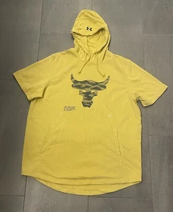 Under Armour Project Rock Terry Hoodie Men's Extra Large Yellow Pullover Gym - Picture 1 of 10