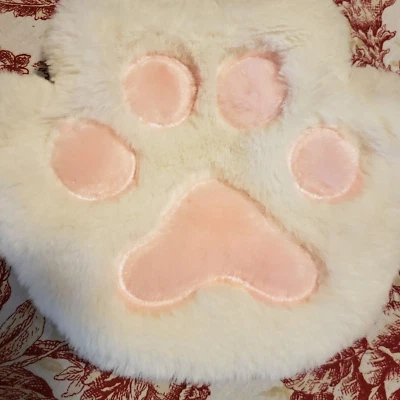 Cat Paw Crossbody Furry Purse White Pink Detachable Chain Kawaii  Soft  Zip top - Image 1 of 4