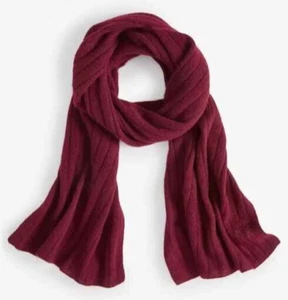 Charter Club women's Ribbed 100% Cashmere Scarf  - 66" x 12" - Crantini Burgundy - Picture 1 of 5