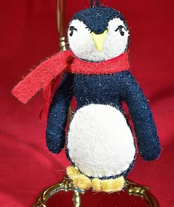 Rustic Plush Penguins Holiday Christmas Tree Ornaments Set of Two White Pine NIB - Picture 1 of 8