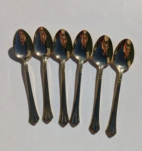 Century Gold Larger Spoons Retroneu Stainless Korea Flatware (Lot Of 6) - Picture 1 of 8