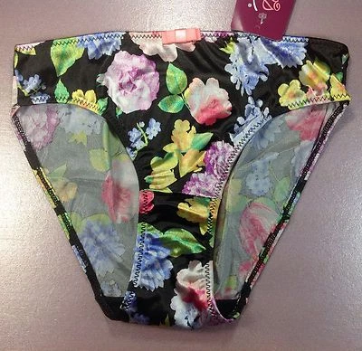 Женские винтажные трусики, бикини «Ilusion» размер M. цветочный атлас мягкий с украшением - Изображение 1 из 4