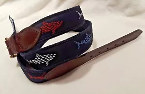 YRI Sharks canvas belt navy canvas & ribbon W gold belt buckles select size - Picture 1 of 5