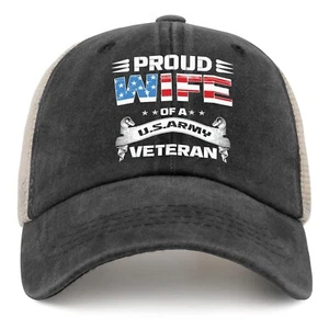 Proud Wife of A U.s.Army Veteran Golf Hat Mens Outdoor Hat AllBlack Gifts for... - Picture 1 of 9