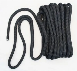 Doppelgeflochtene Polyester Festmacherleine schwarz mit Schlaufe 14mm x 15m Dockline RS30 - Bild 1 von 1