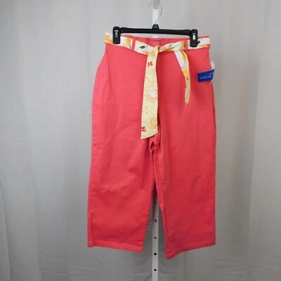 Pantalones capri deportivos Karen Scott con cinturón pierna recta elásticos - 10, rosa #2168 Foto 1 de 4