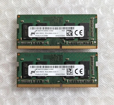MICRON 8GB (2x4GB) DDR4-2666 260-Pin SODIMM Laptop Memory Set - OEM - Image 1 of 2