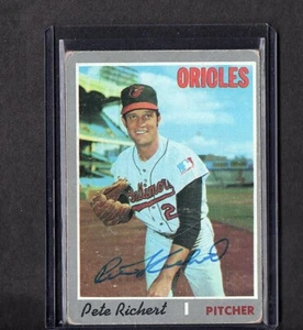 Tarjeta Topps 1970 vintage firmada IP automática Pete Richert Baltimore Orioles excelente - Imagen 1 de 2