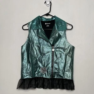 -Disney Descendants Uma Motorcycle Vest Girls Size XXL 18 Metallic Asymmetric - Picture 1 of 6