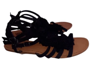 Gladiator Toddler Black Strappy Casual Flat Sandals Shoes Size 10 - Picture 1 of 5