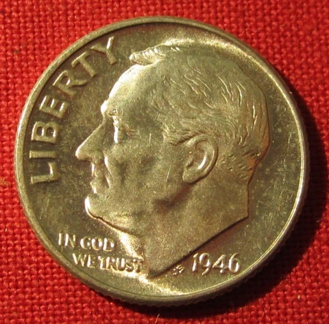 1946 P Roosevelt Dime - 90% Silver - Uncirculated Cover