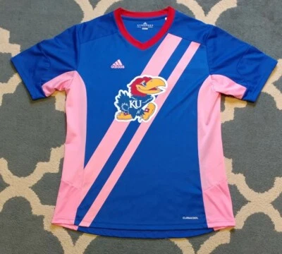 Kansas Jayhawks NCAA Adidas Women's Pink Soccer Shirt Jersey Breast Cancer Large - Image 1 of 4
