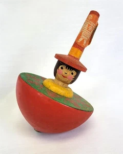 Vintage Deutsch Breitschwerdt Holzspielzeug Handarbeit Kreisel Spielzeug mit Etikett ~T431 - Bild 1 von 8