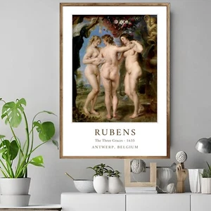 Póster de reproducción de pared de exposición de arte Las tres gracias de Peter Paul Rubens 01 - Imagen 1 de 2