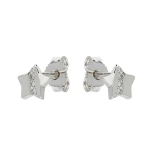 Earrings Baby Girl With Stellina and Zircons White Gold 18 Carat - Picture 1 of 2