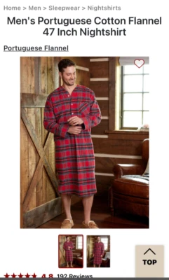 The Vermont Country Store Mens Red V-Neck Flannel Cotton Night Shirt Size Large - Image 1 of 2