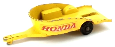 Juguete moderno de metal fundido a presión de mediados de siglo No. Remolque Honda 38 amarillo Lesney 1967 Foto 1 de 4