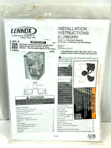Lennox EL296UHV SERIES User's installation Information Manual - Picture 1 of 3