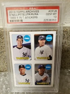 🤩JETER🤩MARIANO🤩PETTITE🤩O'NEILL 2013☆TOPPS💥ARCHIVES☆STICKERS🌟PSA GEM MT🌟10 - Picture 1 of 4