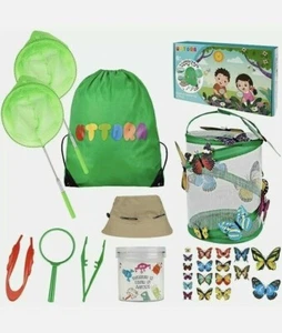 OUTDOOR EXPLORER KIT FOR KIDS, BUTTERFLY NET, BACKPACK, MAGNIFIER, 27PCS, AGE 6+ - Picture 1 of 12