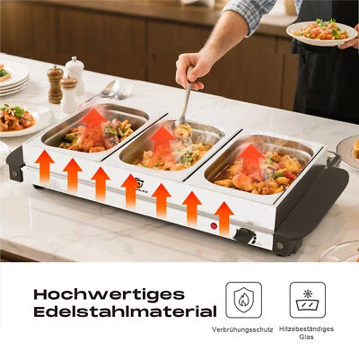SUPERLEX 4.5L Elektrisch Buffetwärmer Transparente Abdeckung Speisenwärmer 200W