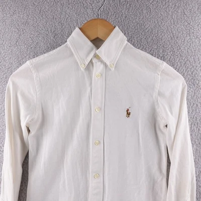 Ralph Lauren Womens XS Knit Oxford Stretch Performance White Polo Shirt - Image 1 of 4