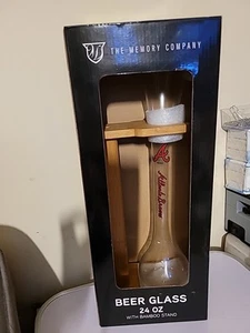 Atlanta Braves 24 OZ Beer Glass w/ Bamboo Stand Official MLB Memory Company NEW - Picture 1 of 2