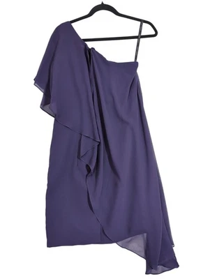 Alfred Angelo One Shoulder Chiffon Dress Womens 2 Purple Cocktail Party Formal - Image 1 of 4