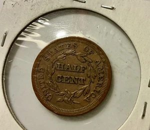 1853 Half Cent – Braided Hair Early U.S. Scarce Type, Beautiful Detail 🤩 - Picture 1 of 4