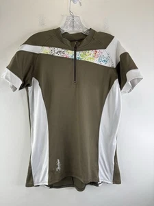Pearl Izumi Jersey Women's X-Large Green /White Cycling Half Zip Short Sleeve - Picture 1 of 10