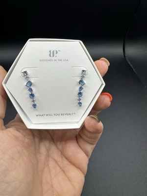 Pendientes de fiesta BP Bomb Come To Stay aguamarina circonita cúbica rodio nuevos en caja Foto 1 de 2