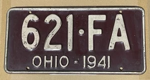 1941 Ohio License Plate Tag 100% All Original Paint! 612•FA 6x12 DMV Clear OH - Picture 1 of 2
