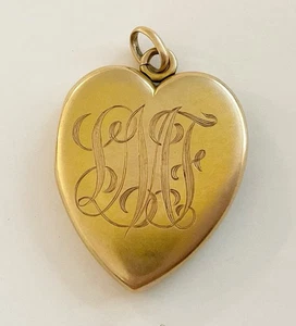 Antique Art Nouveau 14k Heart Shaped Locket - Picture 1 of 5