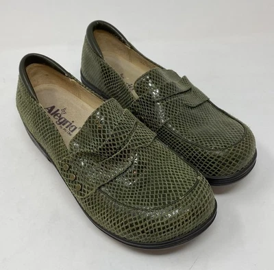 Zapatos Mocasines Alegria Penny Tay 723 Verde Serpiente Talla 37 7-7.5 Cuero Antideslizantes Foto 1 de 4