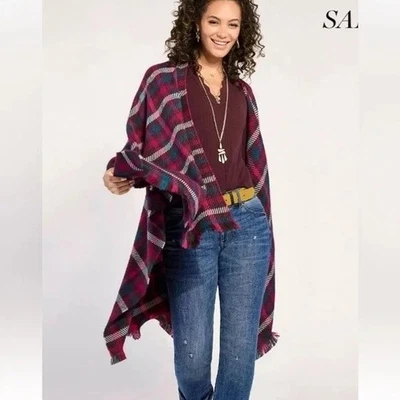 Poncho suéter envolvente CABI Santa Fe ciruela fucsia talla única #4595 nuevo sin etiquetas Foto 1 de 4