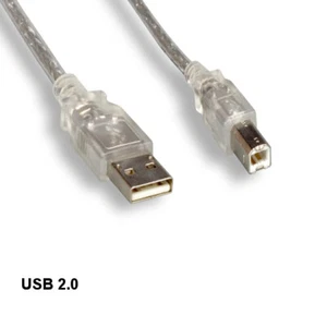Clear 15 feet USB 2.0 A to B Cable 28AWG 480Mbps Scanner Printer HDD Sync Charge - Picture 1 of 1