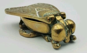Victorian Brass Fly Match Safe Striker Aschenbecher Hinged Vintage Antique  - Bild 1 von 14